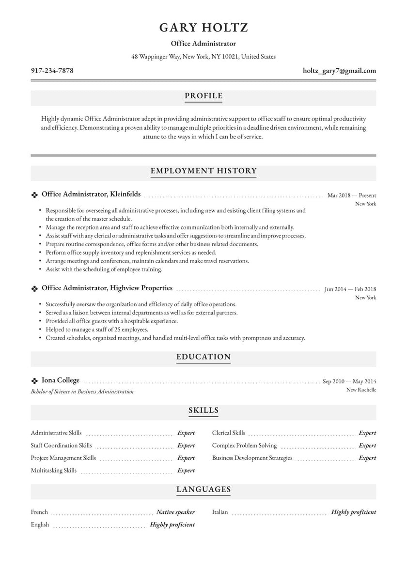 Resume Sample for An Experienced Office Administrator Office Administrator Resume Examples & Writing Tips 2022 (free Guides)