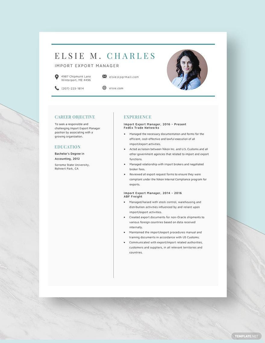 Resume Sample format for Customs Broker Free Free Import Export Manager Resume Template – Word, Apple …
