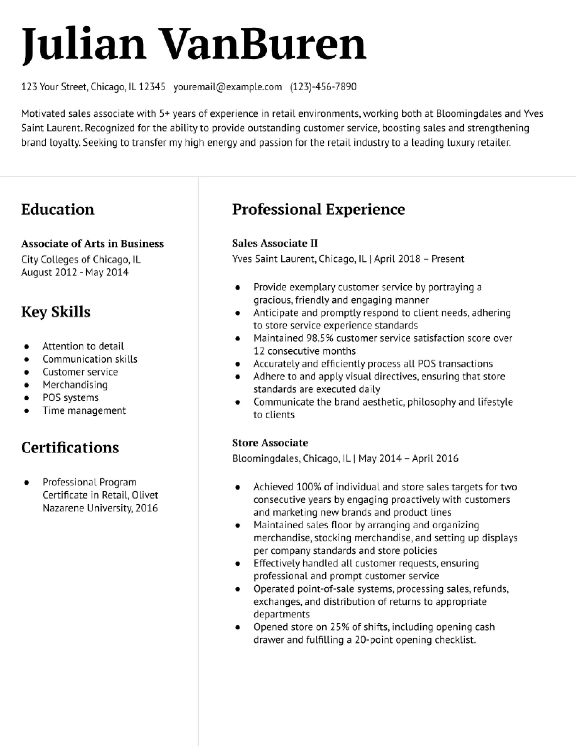 Resume Samples for Clothing Sales associate Sales associate Resume Examples In 2022 – Resumebuilder.com