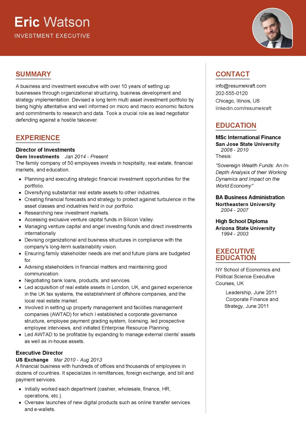 Resume Samples Of Sr Administrative assistant Iii Investment Firm Investment Executive Resume Sample 2022 Writing Tips – Resumekraft