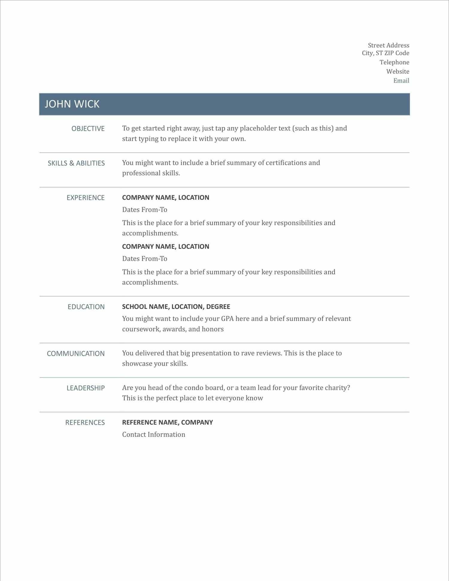 Resume Samples Resume Samples for Freshers 20 Free Resume Templates to Download (word, Pdf & More)