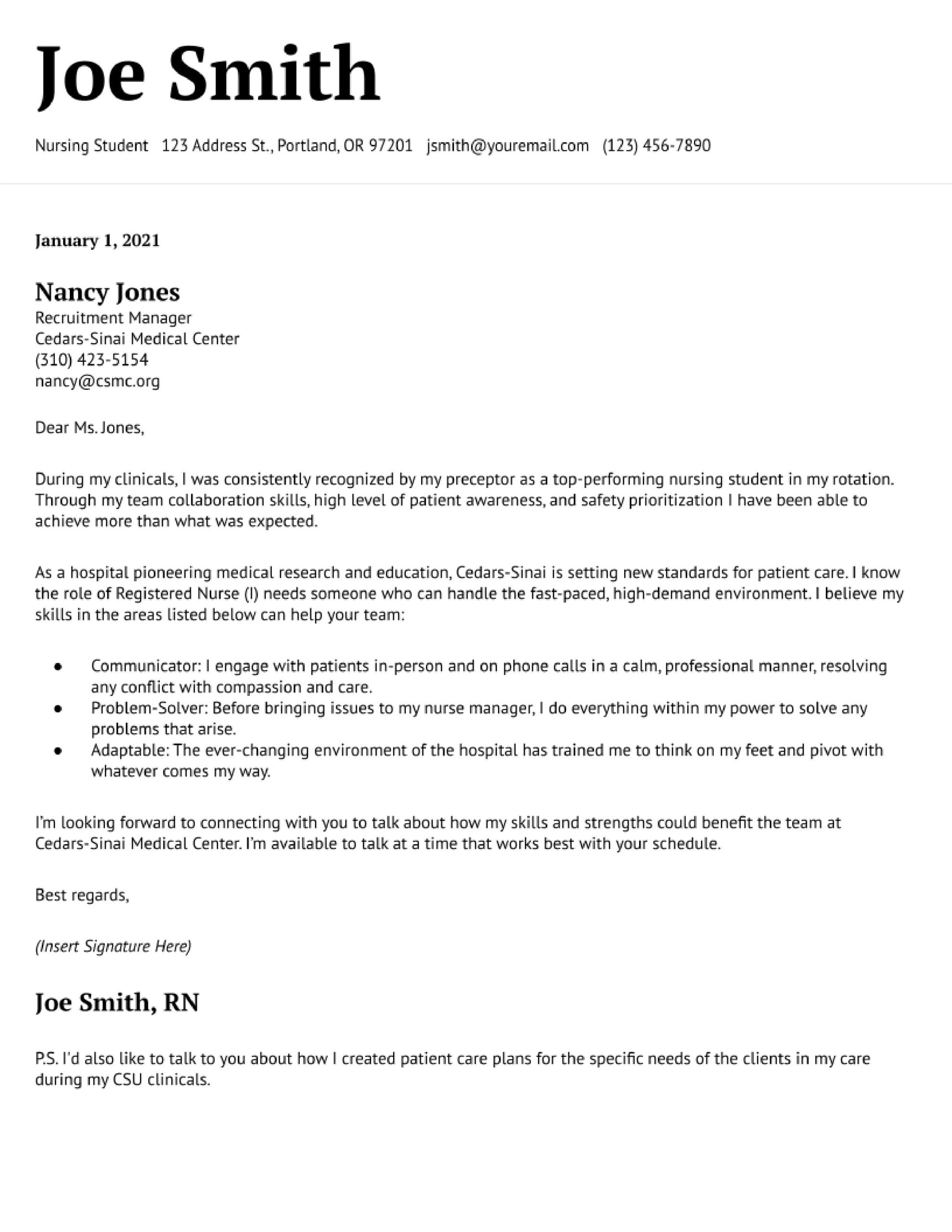 Sample Cover Letter for Graduate Nurse Resume Grad Nurse Cover Letter Examples In 2022 – Resumebuilder.com