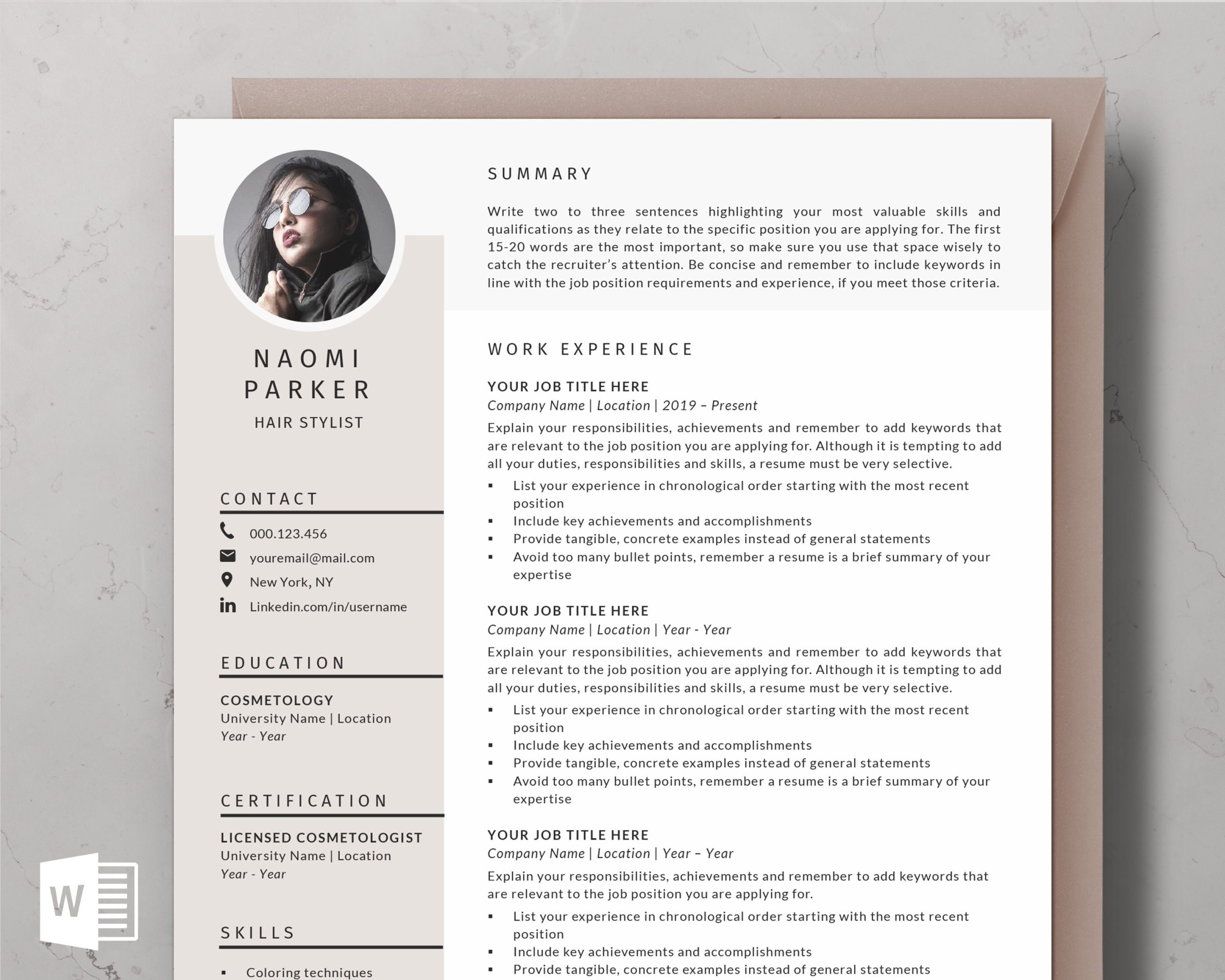 Sample Cover Letter for Hair Stylist Resume Creative Resume Template Hair Stylist Resume Esthetician – Etsy.de