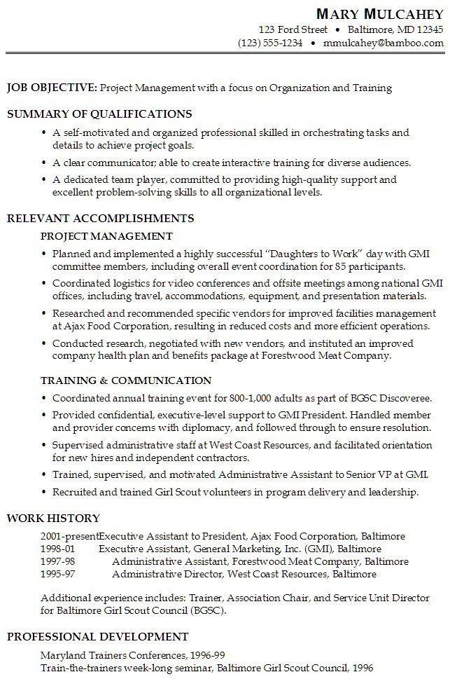 Sample Functional Resume for Project Manager Administrative assistant Resume Samples & Tips