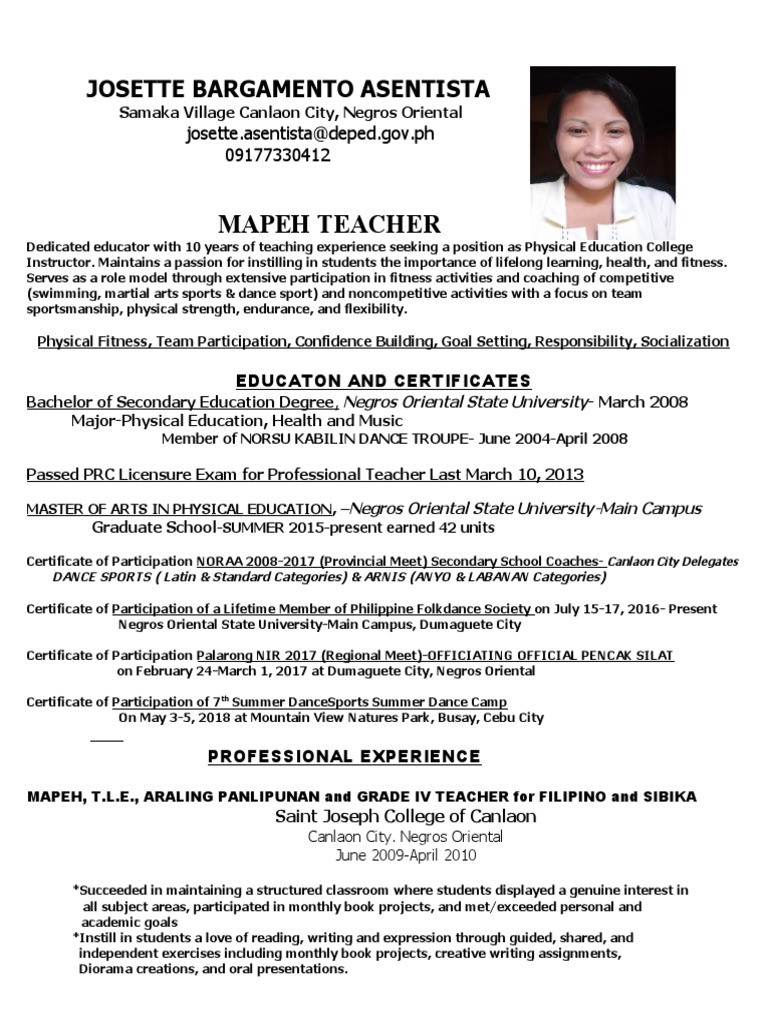 Sample Health and Physical Education Resume Jba 2018 Resume Updated Pdf Physical Education Teachers