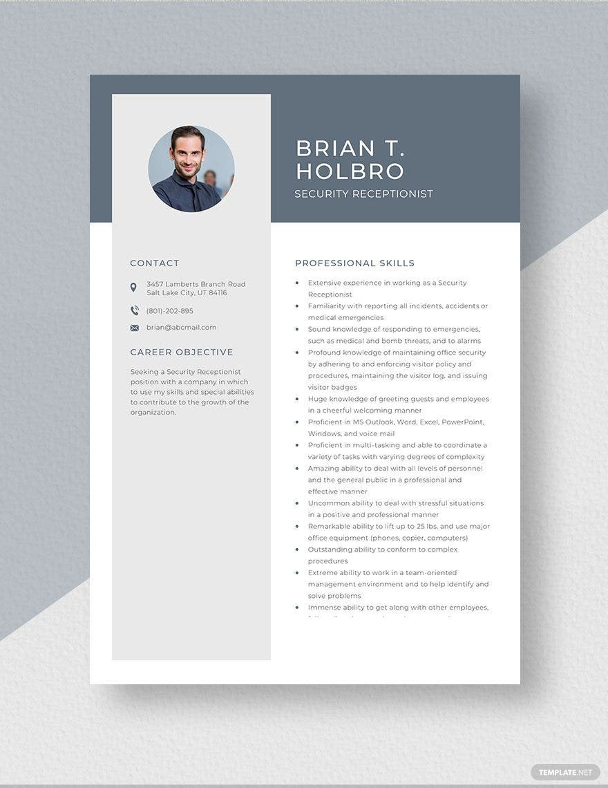 Sample Health Club Front Desk Resume Free Free Gym Receptionist Resume Template – Word, Apple Pages …