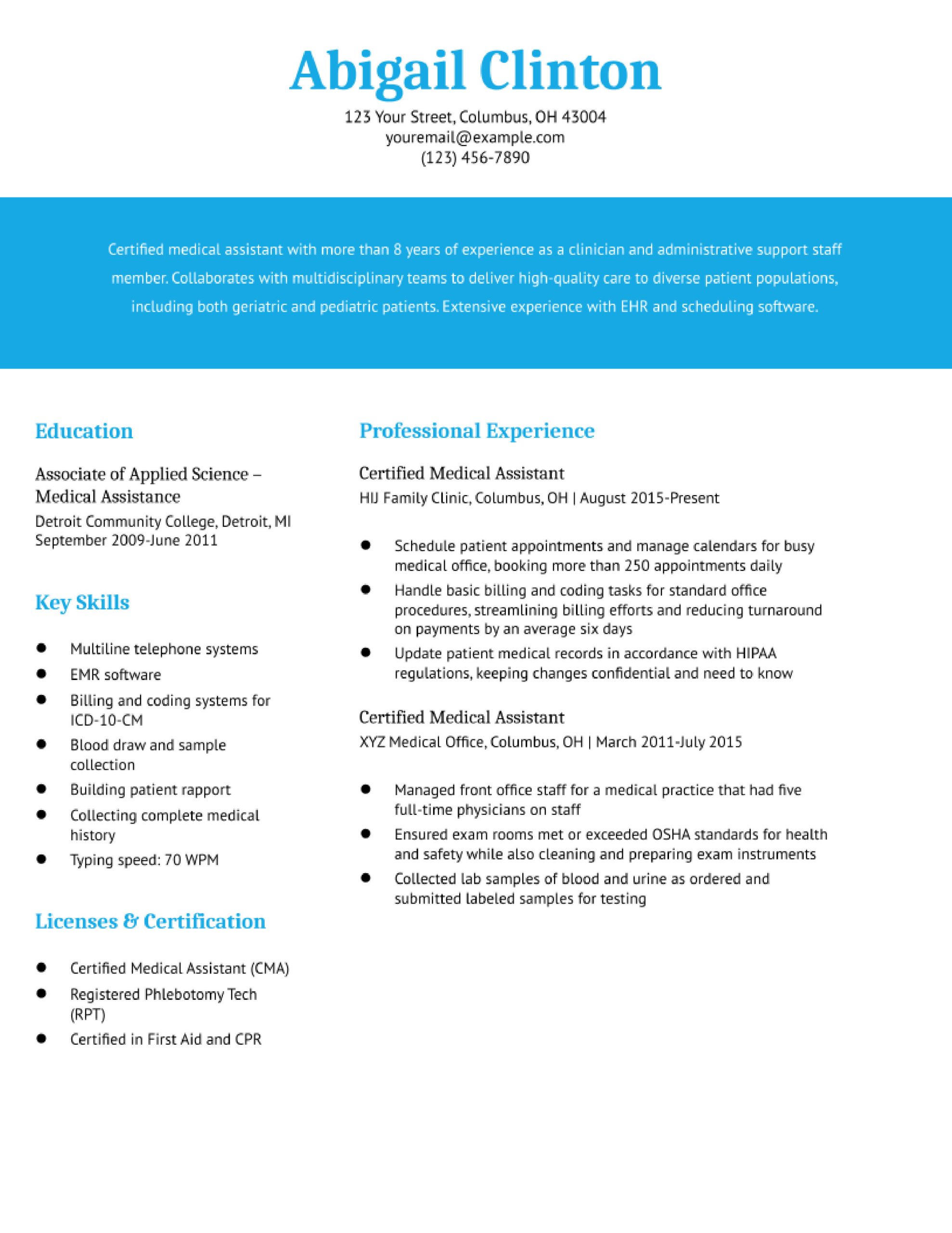 Sample Medical assistant Resume with Experience Medical assistant Resume Examples In 2022 – Resumebuilder.com