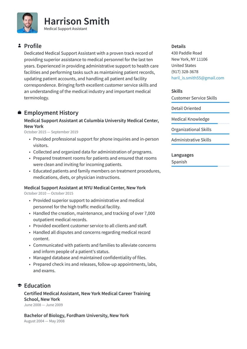 Sample Medical Resume Administrative In Surgical Services Medical Support assistant Resume Examples & Writing Tips 2022 (free