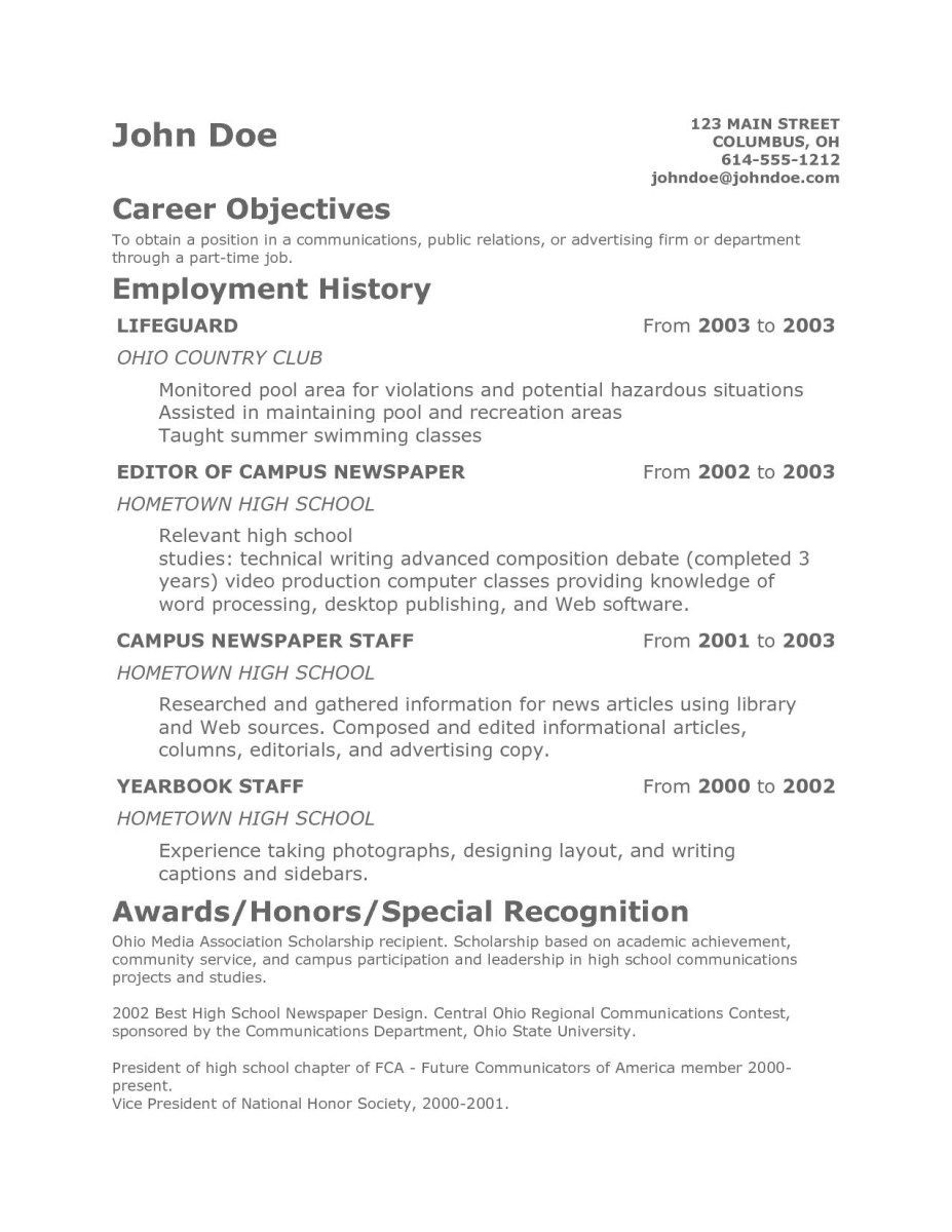Sample Objectives In Resume for Summer Job Resume Objective Examples Teenage Resume Objective Duynvaerdernl …