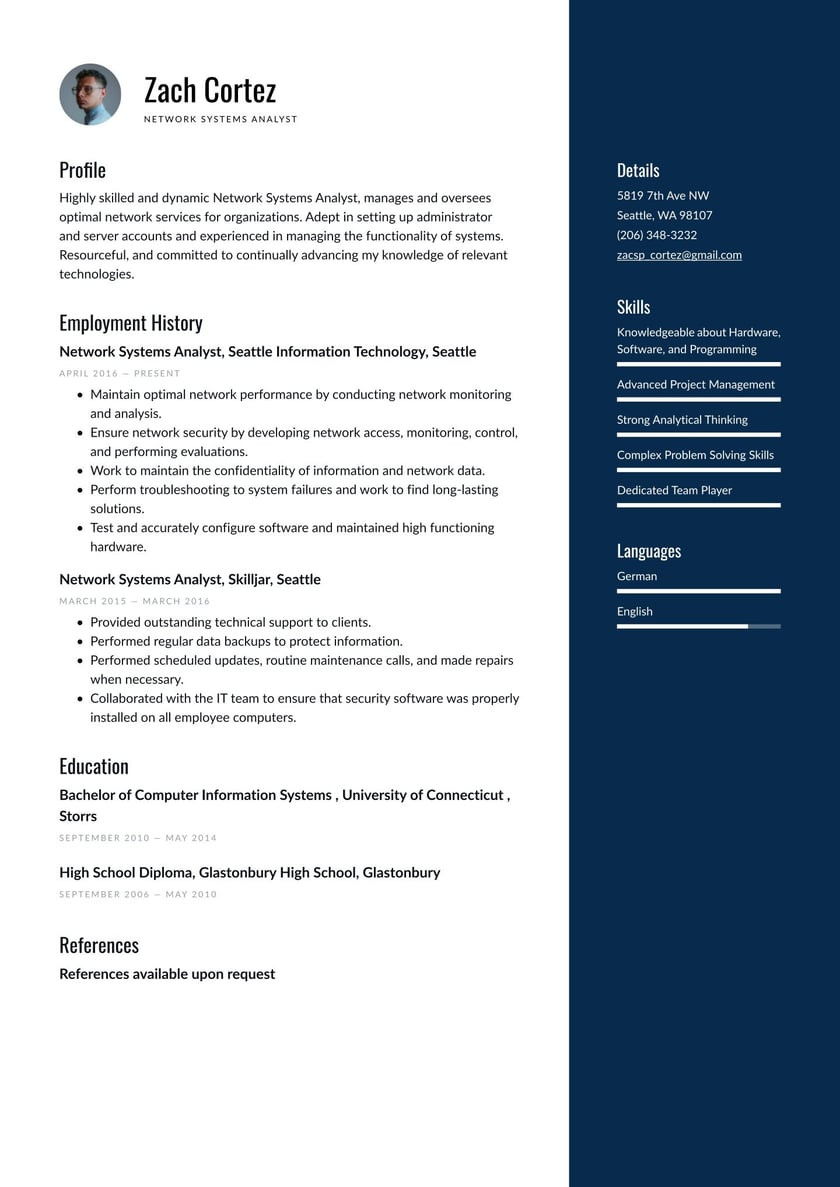 Sample Objextive Statements for Resume It Networking Network Systems Analyst Resume Example & Writing Guide Â· Resume.io