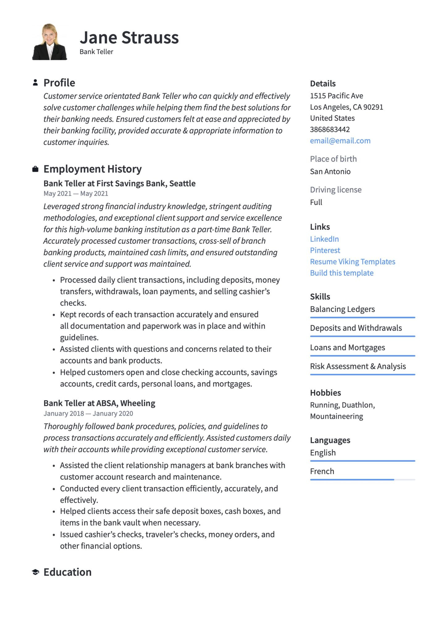 Sample Of A Bank Tellers Resume with One Year Experience Bank Teller Resume & Writing Guide  20 Templates Pdf 2022