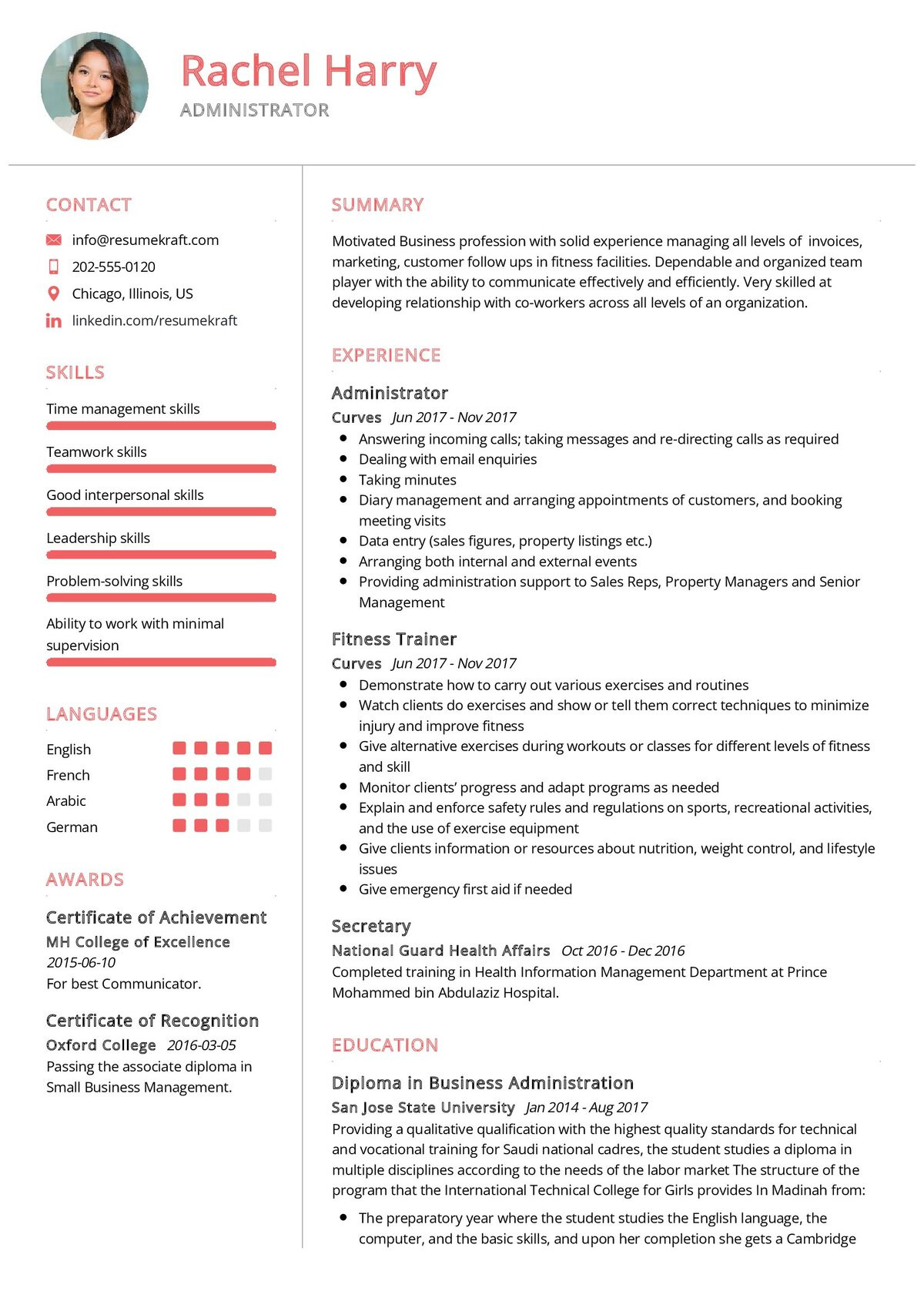 Sample Of A Business Administration Resume Administrator Resume Template 2022 Writing Tips – Resumekraft