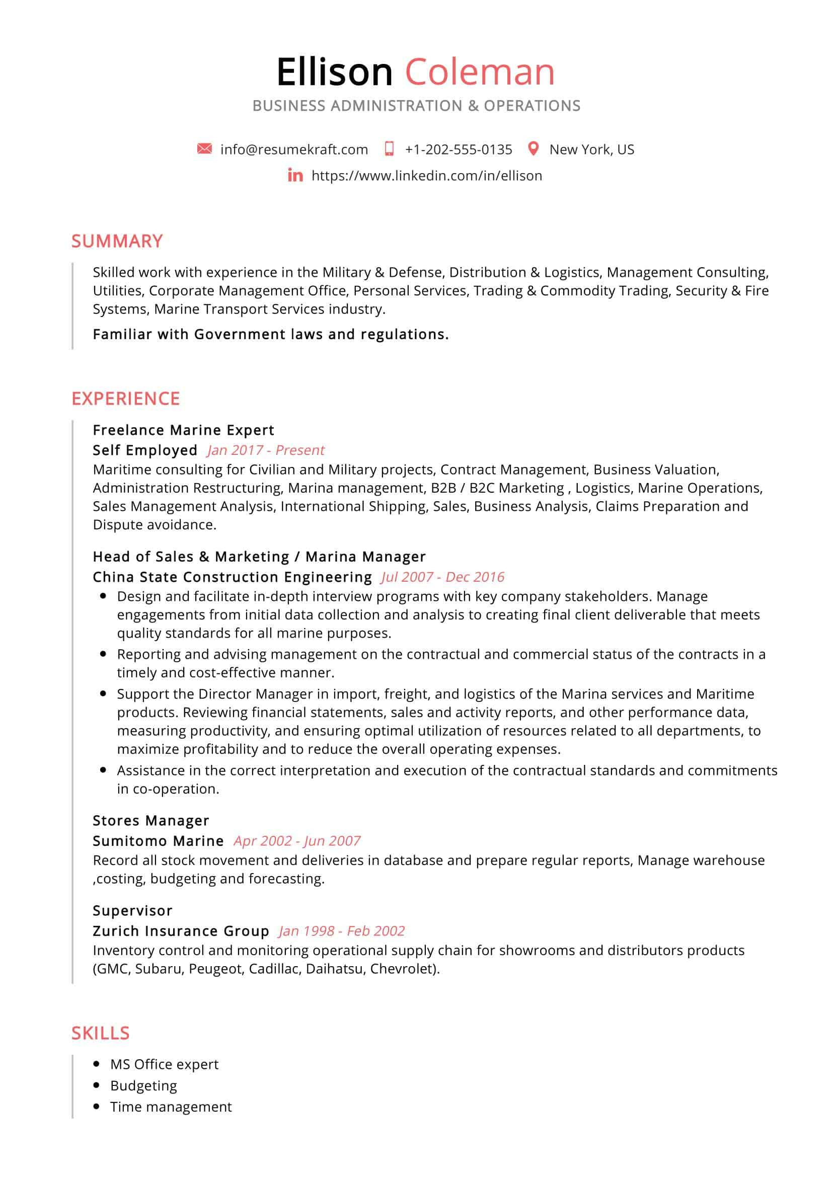 Sample Of A Business Administration Resume Business Administration Resume Example 2022 Writing Tips …