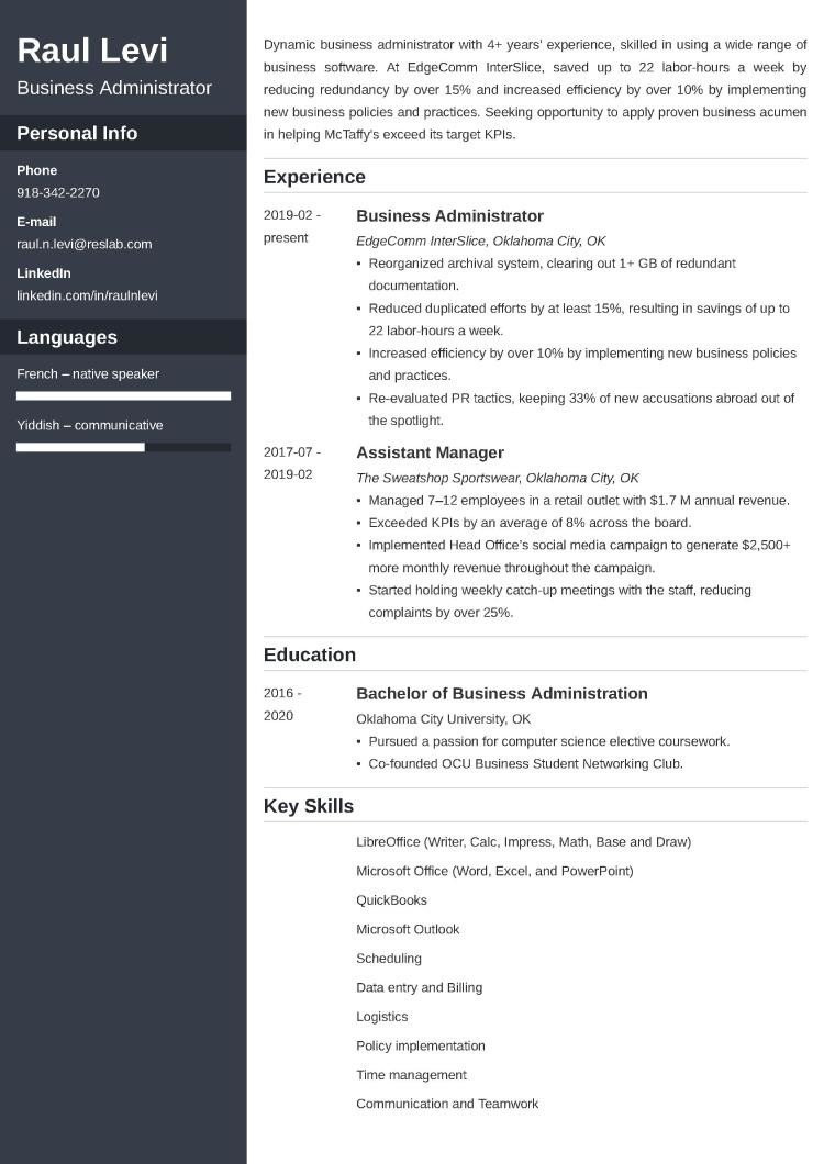 Sample Of A Business Administration Resume Business Administration Resumeâsample and 25lancarrezekiq Writing Tips