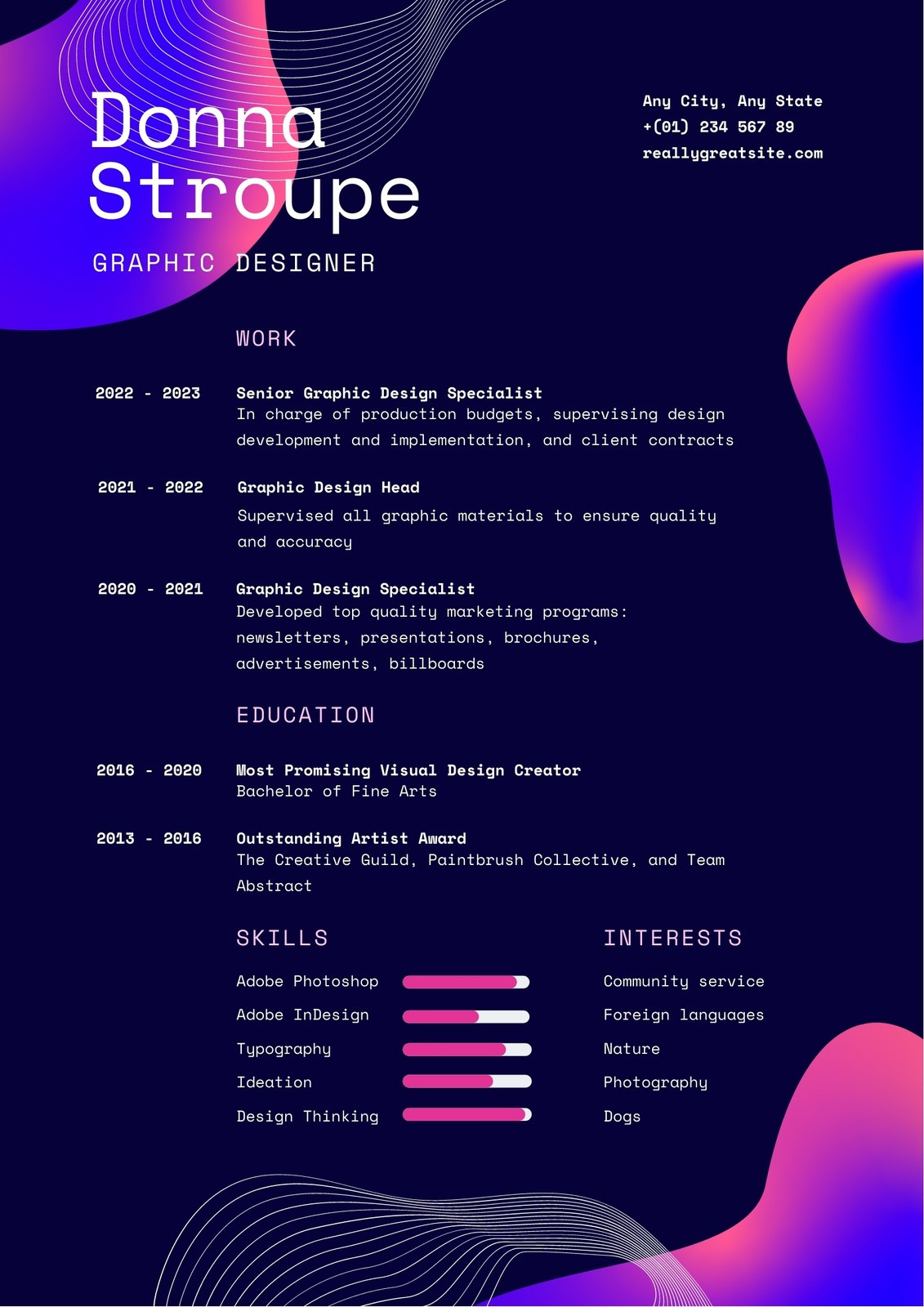 Sample Of Graphic Design Resume 2023 Blue and Pink Blob Futuristic Graphic Designer Resume – Templates …