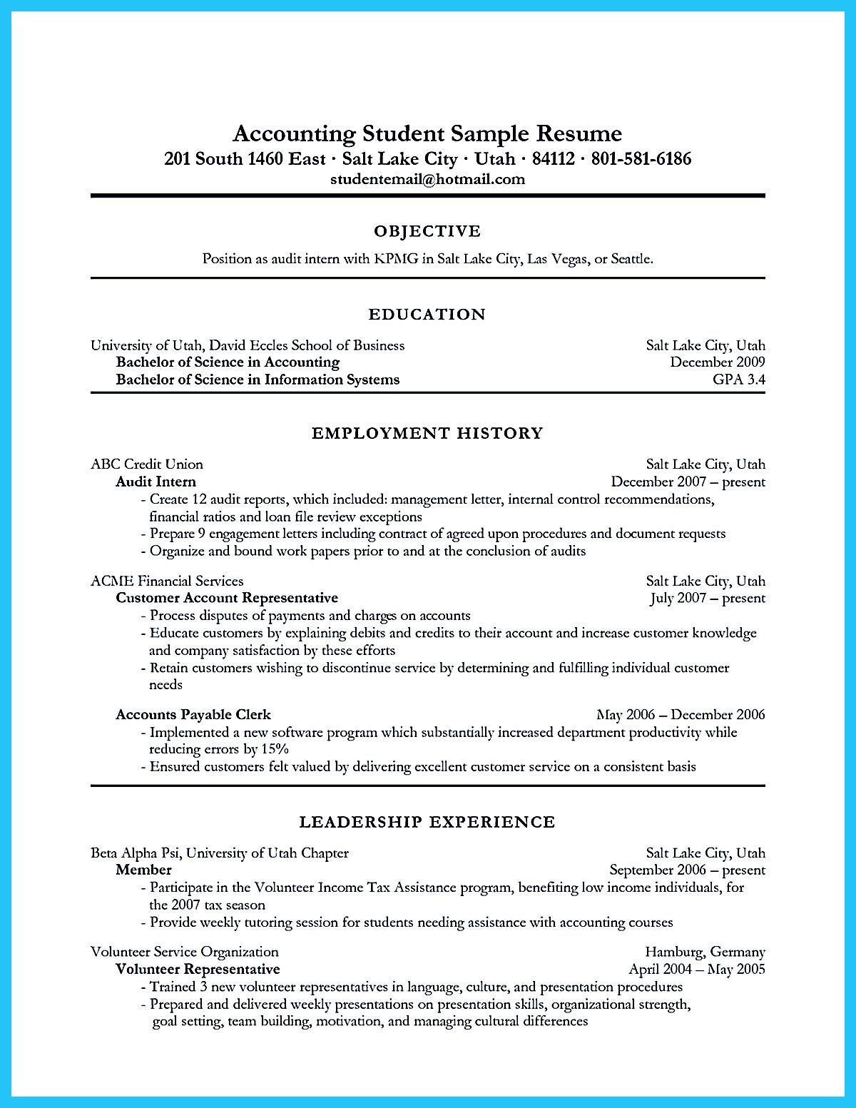 Sample Of Resume Objective for Accountant Accounting Student Resume Here Presents How the Resume Of …