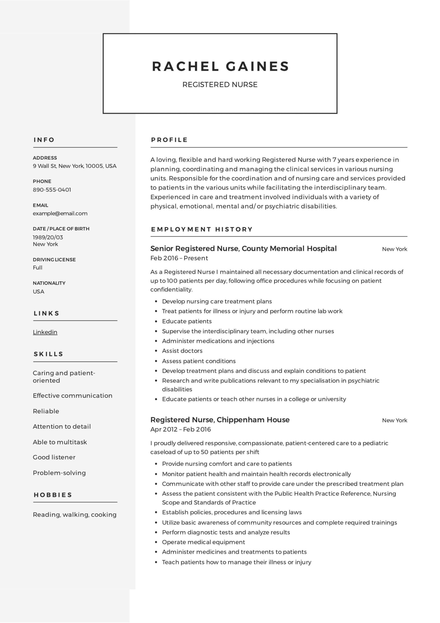 Sample Registered Nurse Resume without Experience Registered Nurse Resume Examples & Writing Guide  12 Samples Pdf