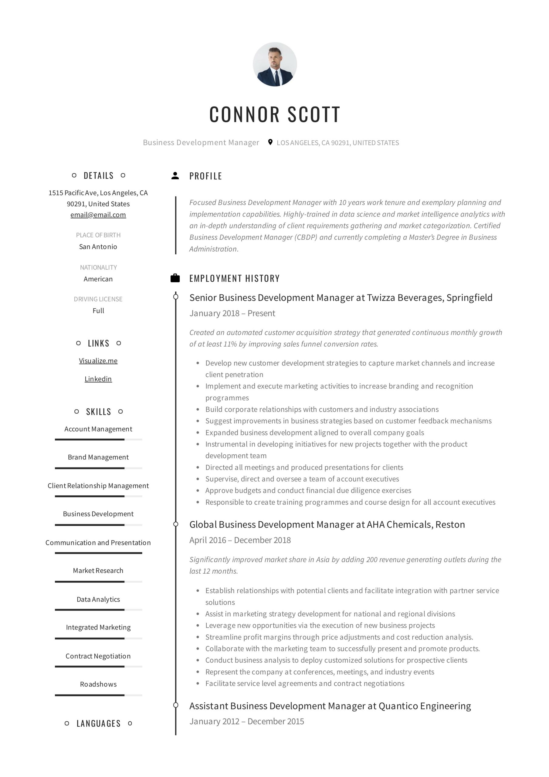 Sample Resume Director Of Economic Development Business Development Manager Resume & Guide 2022