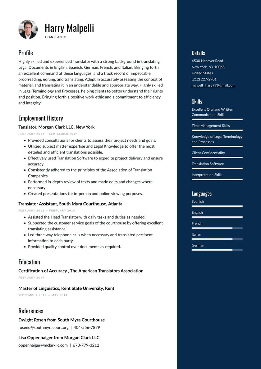 Sample Resume for A Sign Language Interpreter Translator Resume Examples & Writing Tips 2022 (free Guide)