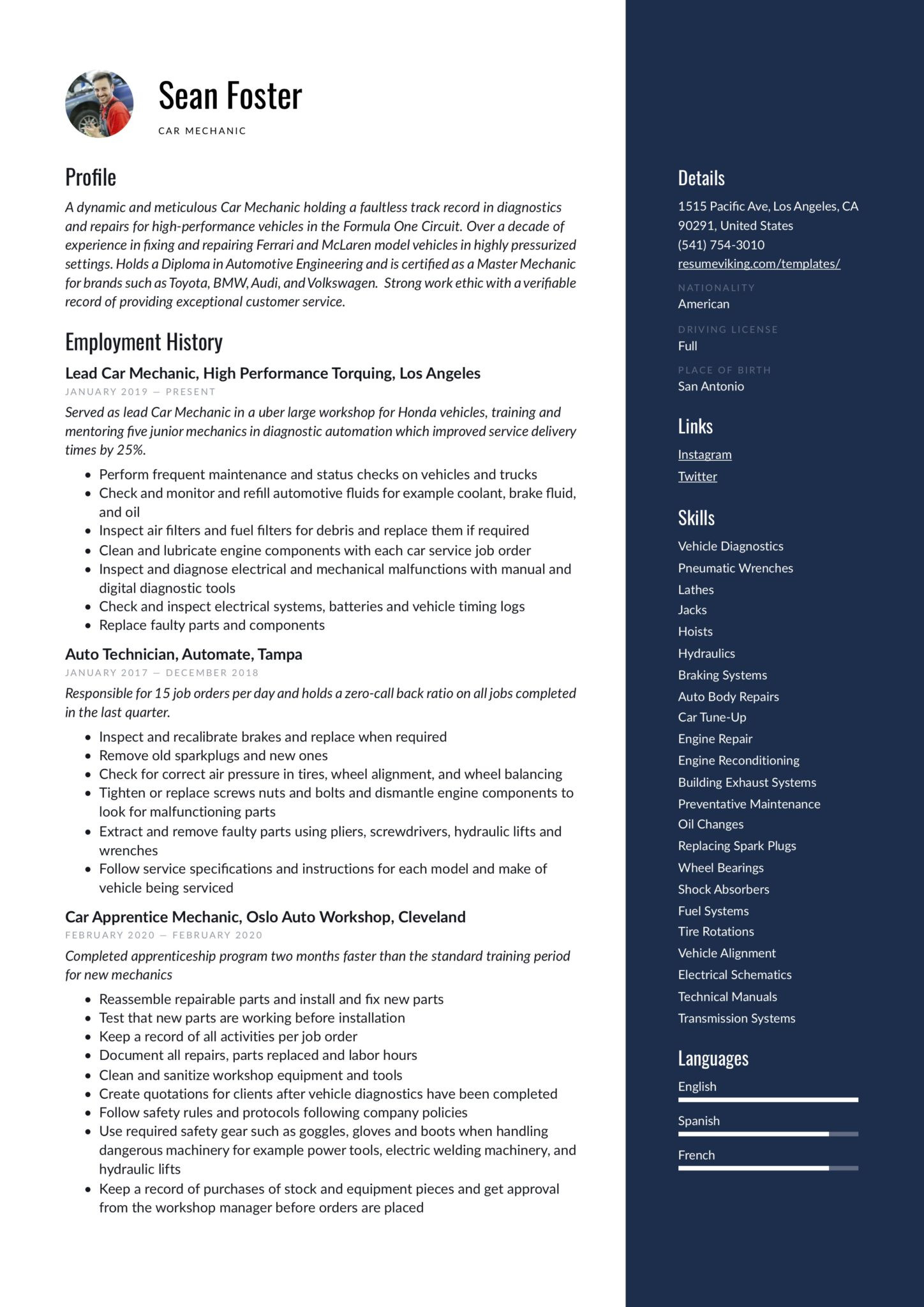 Sample Resume for Auto Body Painter Car Mechanic Resume & Guide 19 Resume Examples 2020