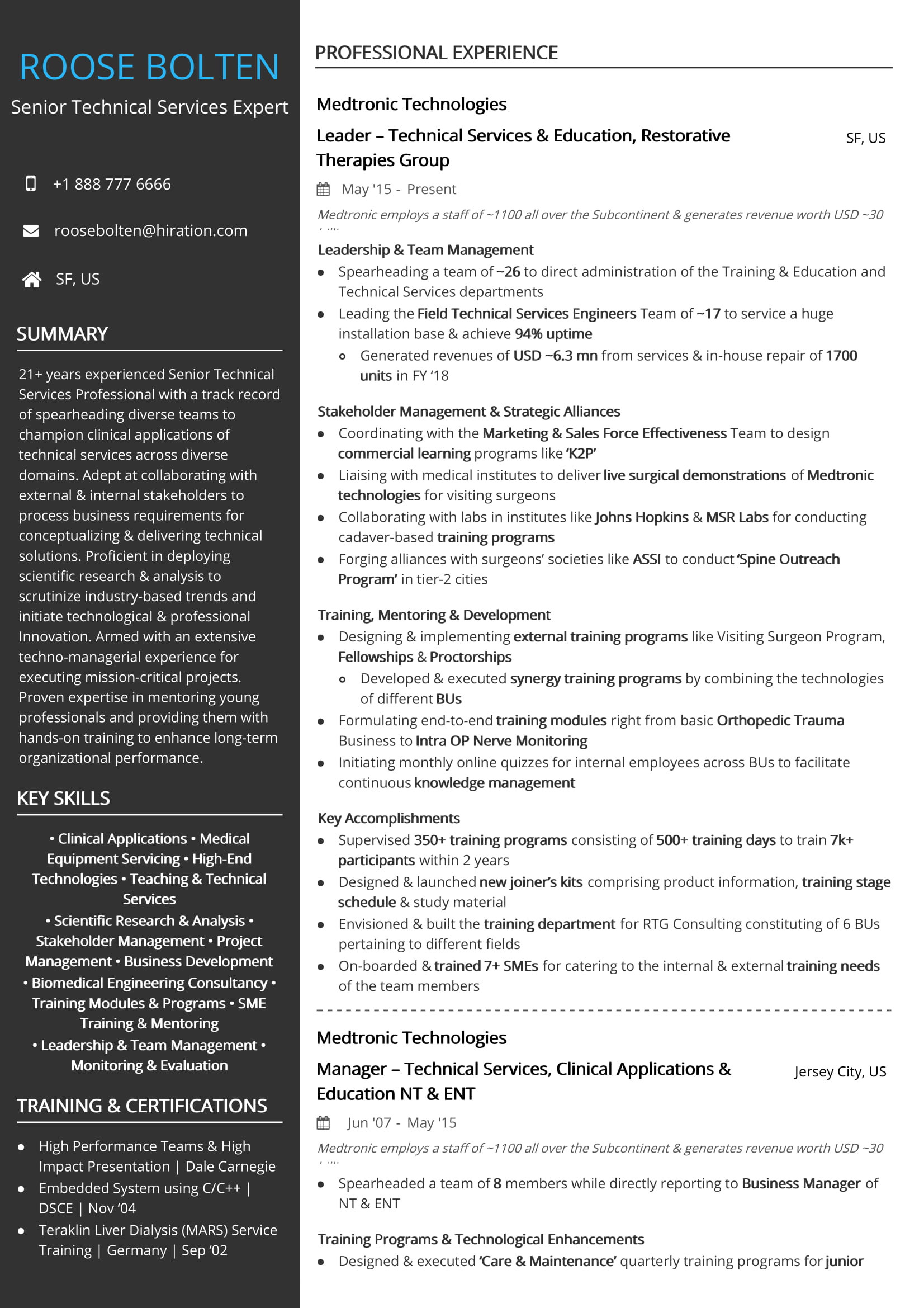 Sample Resume for Biomedical Business Development Engineer Technology Resume Examples & Resume Samples [2020]
