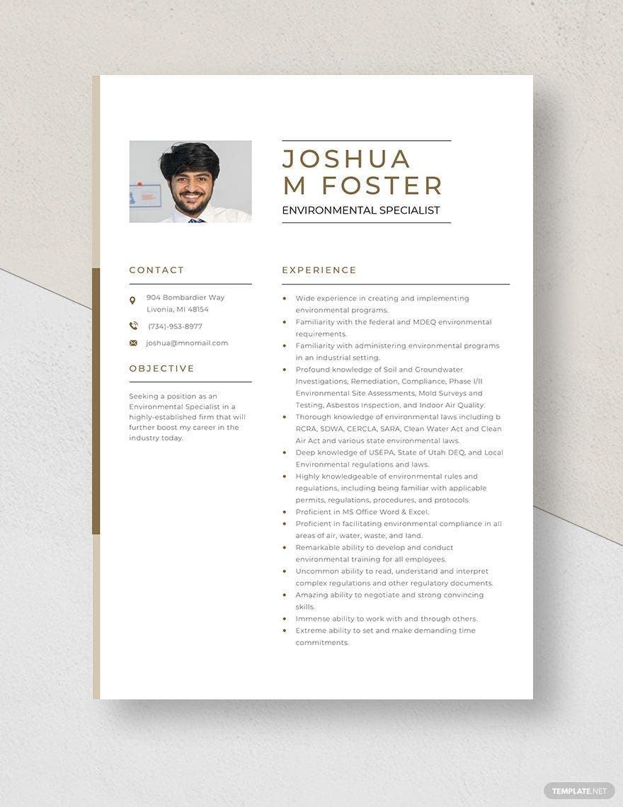 Sample Resume for Environmental Compliance Department Free Free Environmental Specialist Resume Template – Word, Apple …