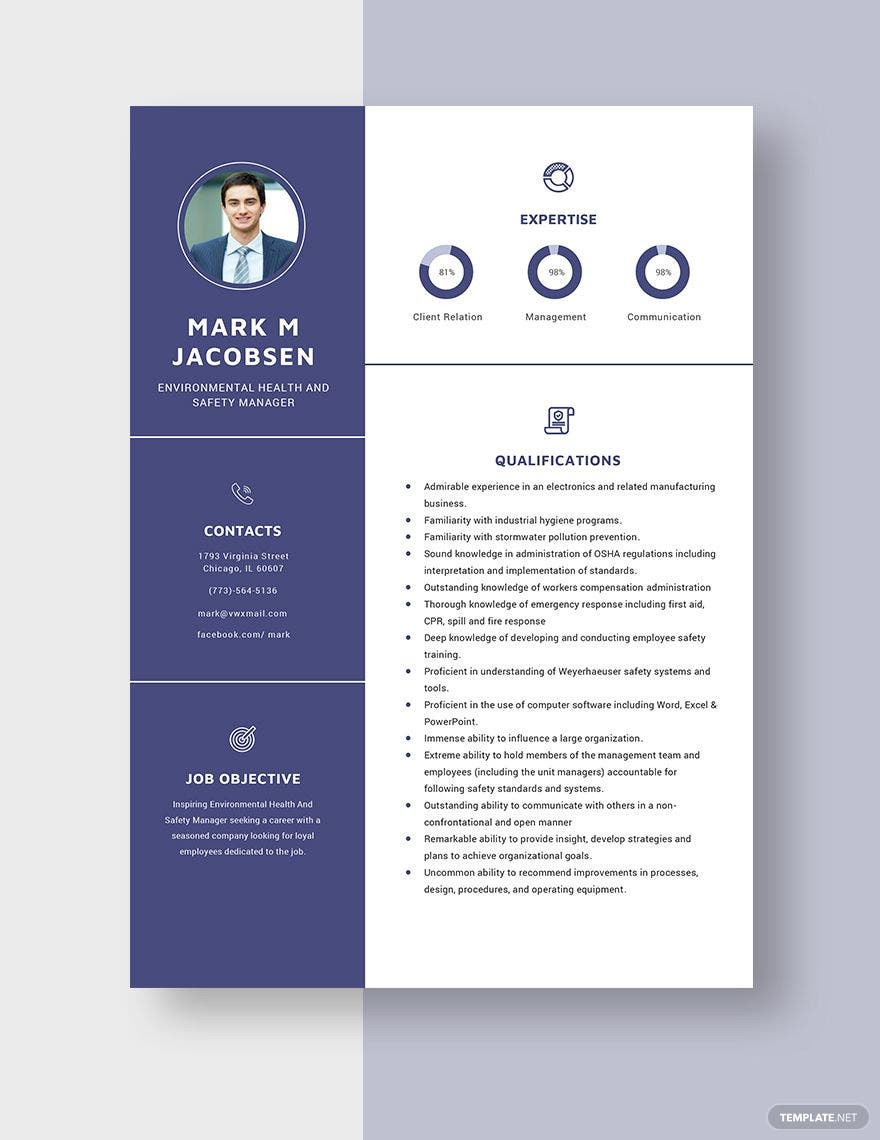 Sample Resume for Environmental Health and Safety Manager Environmental Health and Safety Manager Resume Template – Word …