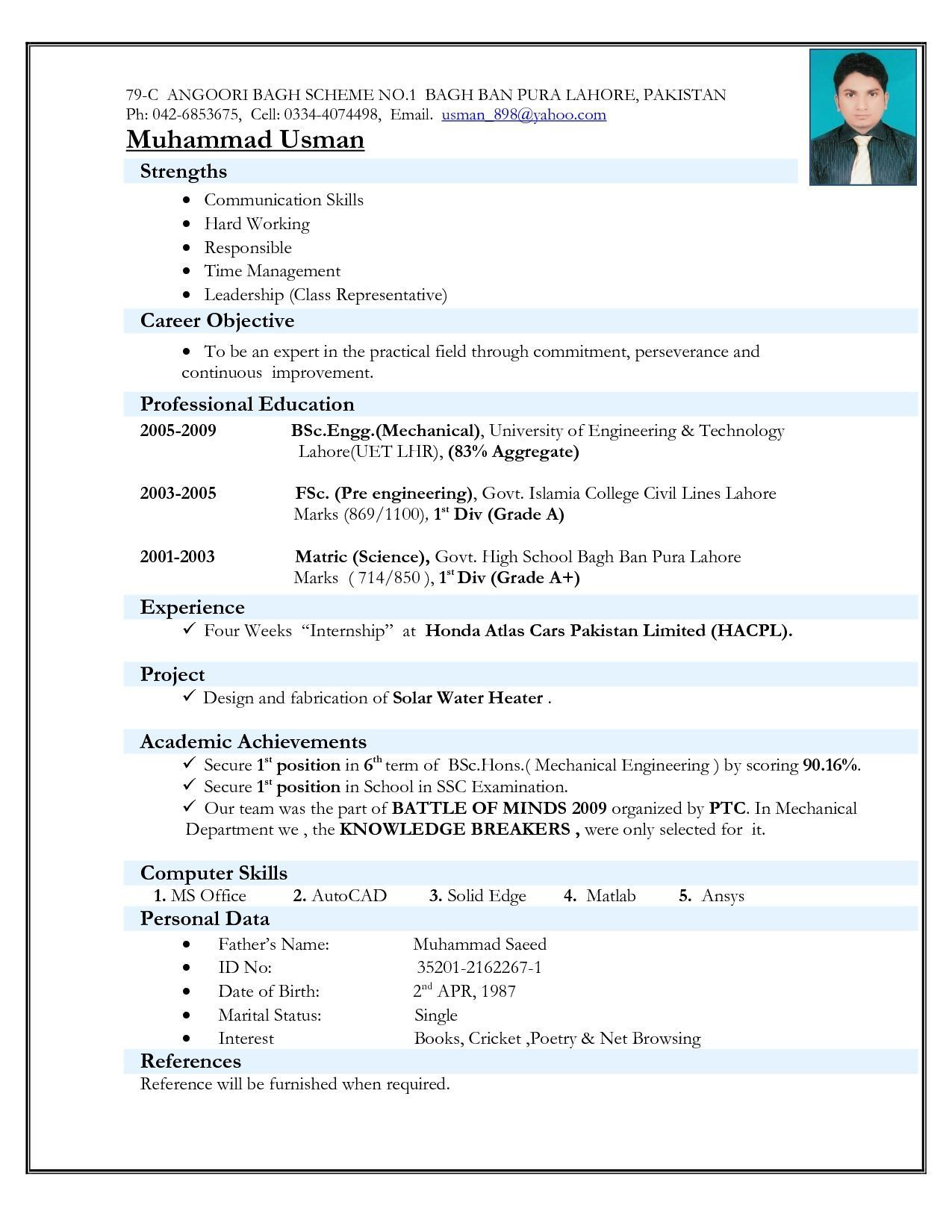 Sample Resume for Freshers It Engineers top 5 Resume formats for Freshers Resume format Download, Best …