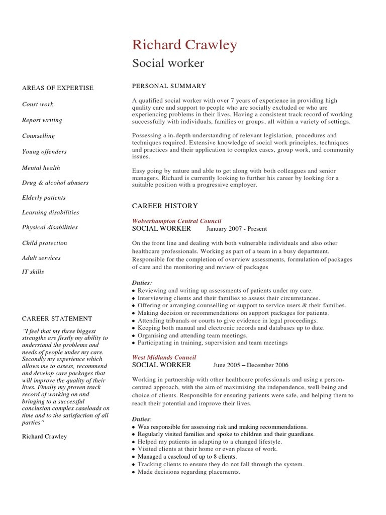 Sample Resume for Msw social Worker Adult Healthcare Services social Worker Cv Sample Pdf social Work Child Protection