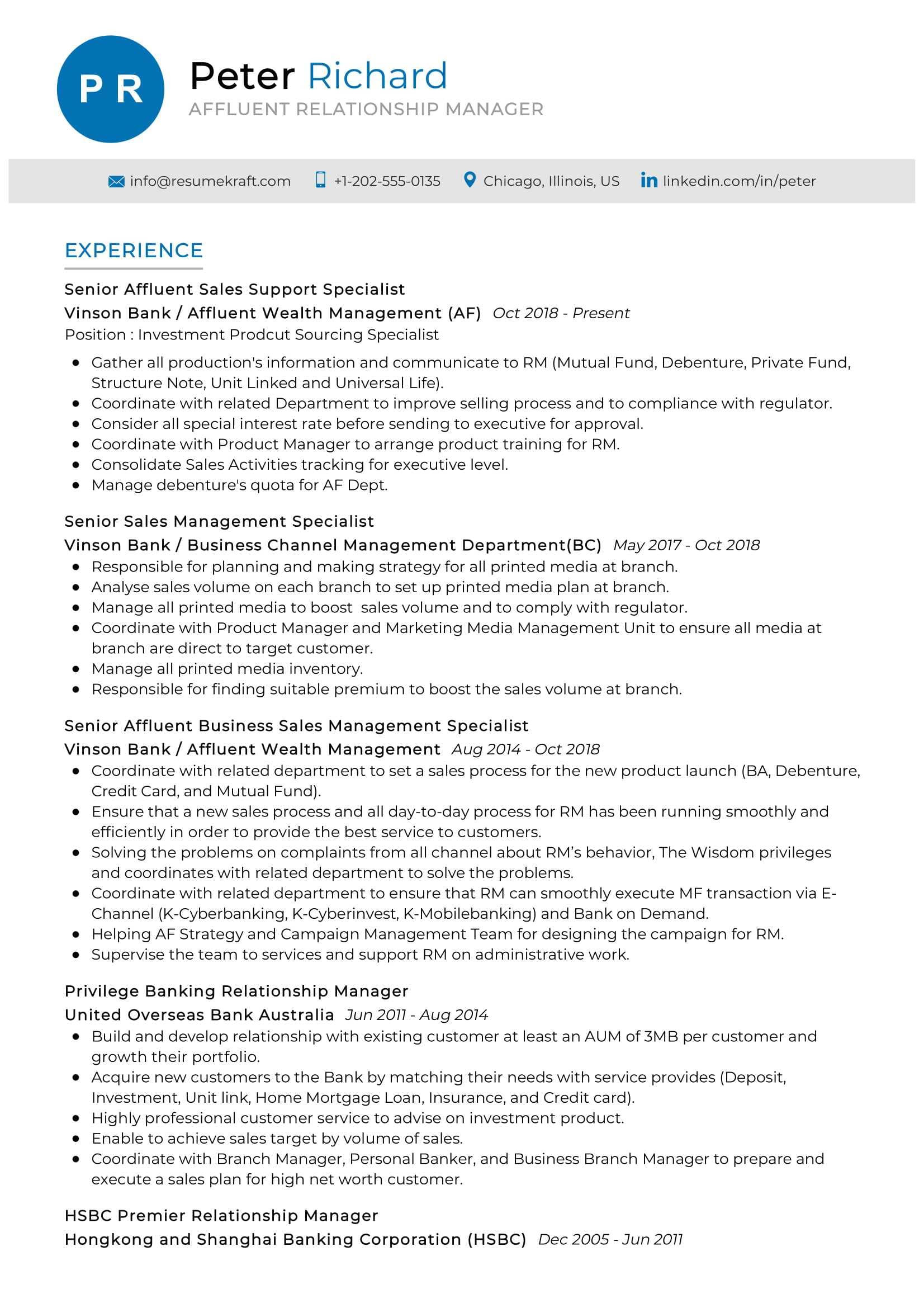 Sample Resume for Mutual Fund Operations In India Affluent Relationship Manager Resume Sample 2022 Writing Tips …