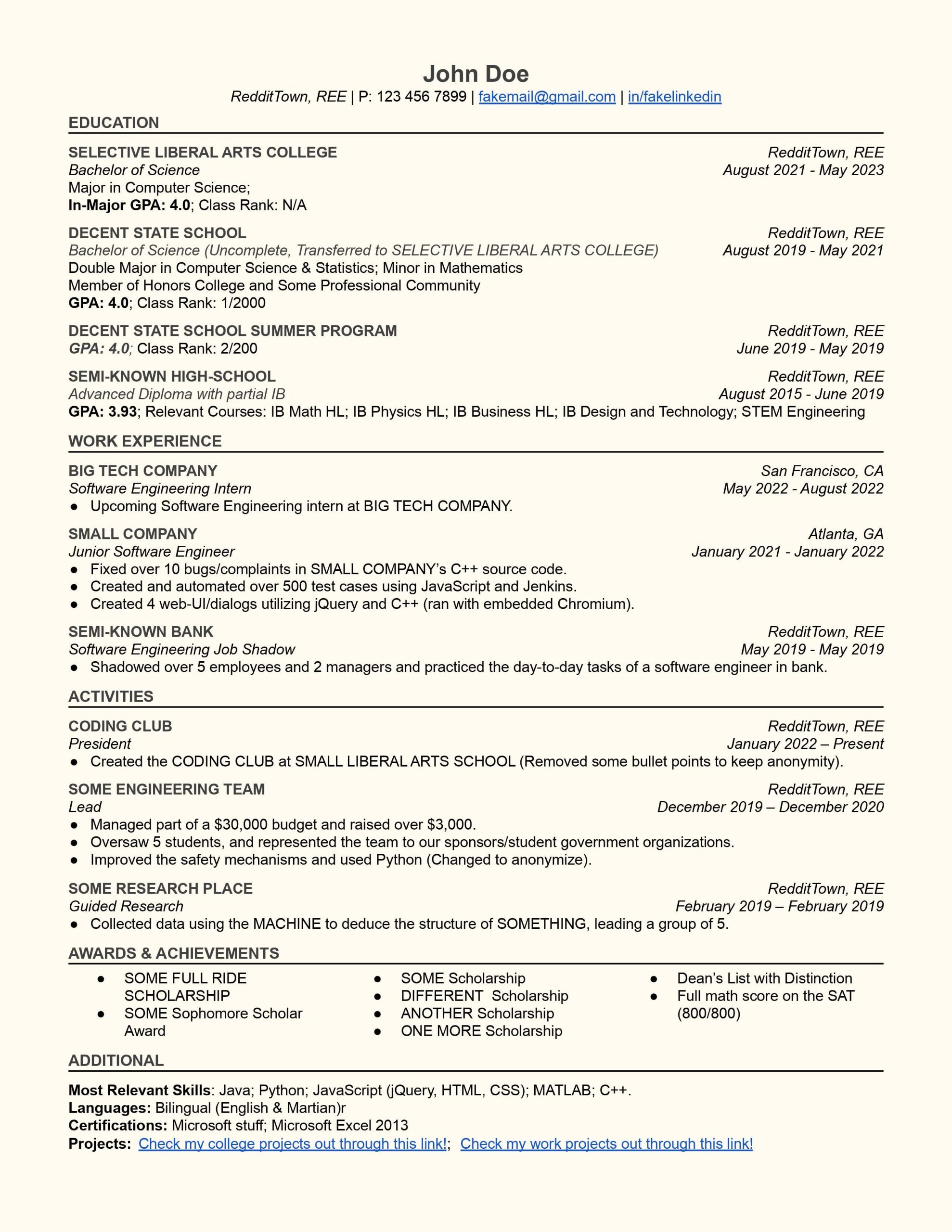 Sample Resume for Net Developer Reddit software Engineer Resume Review : R/resumes