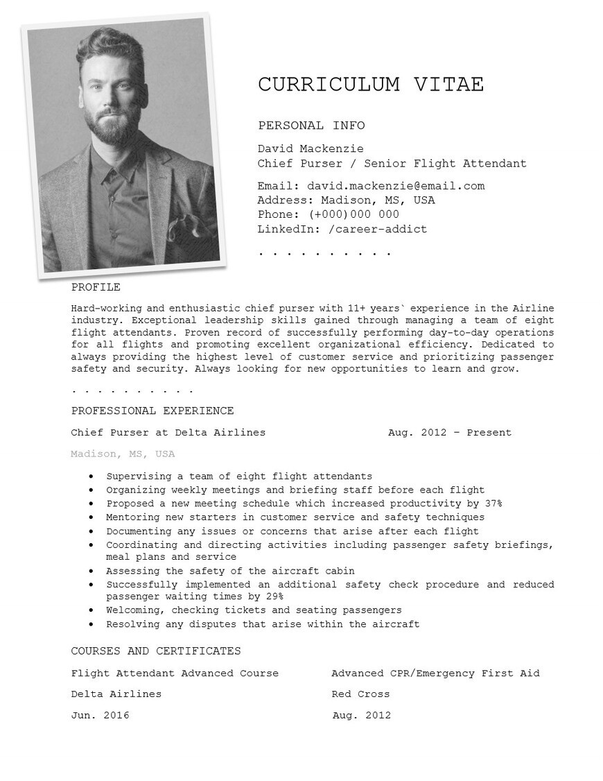 Sample Resume for New Flight attendant the Best Flight attendant RÃ©sumÃ© Examples and Templates