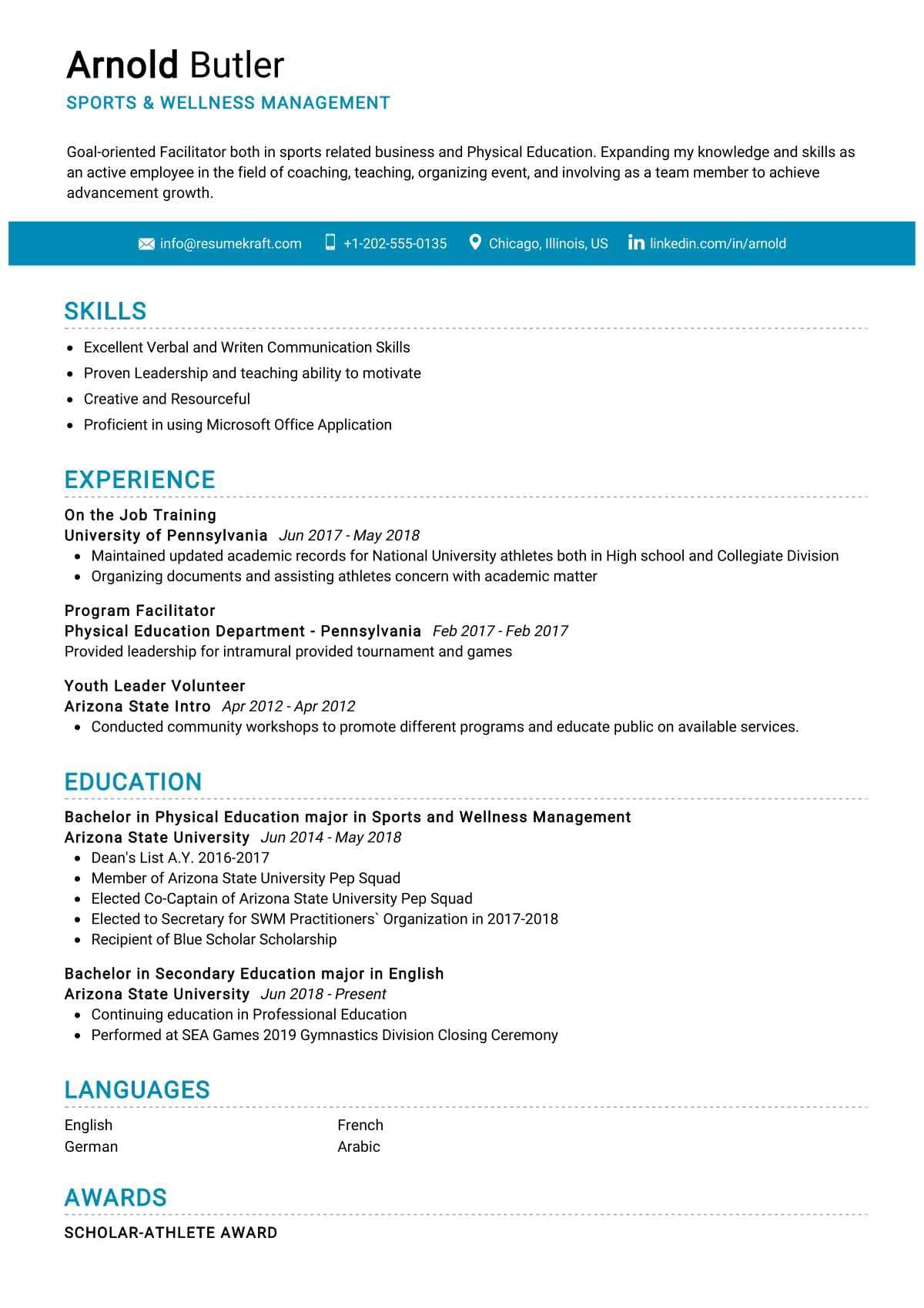 Sample Resume for Professional Sports Player Turned Business Executive Sports Wellness Management Resume Sample 2022 Writing Tips …