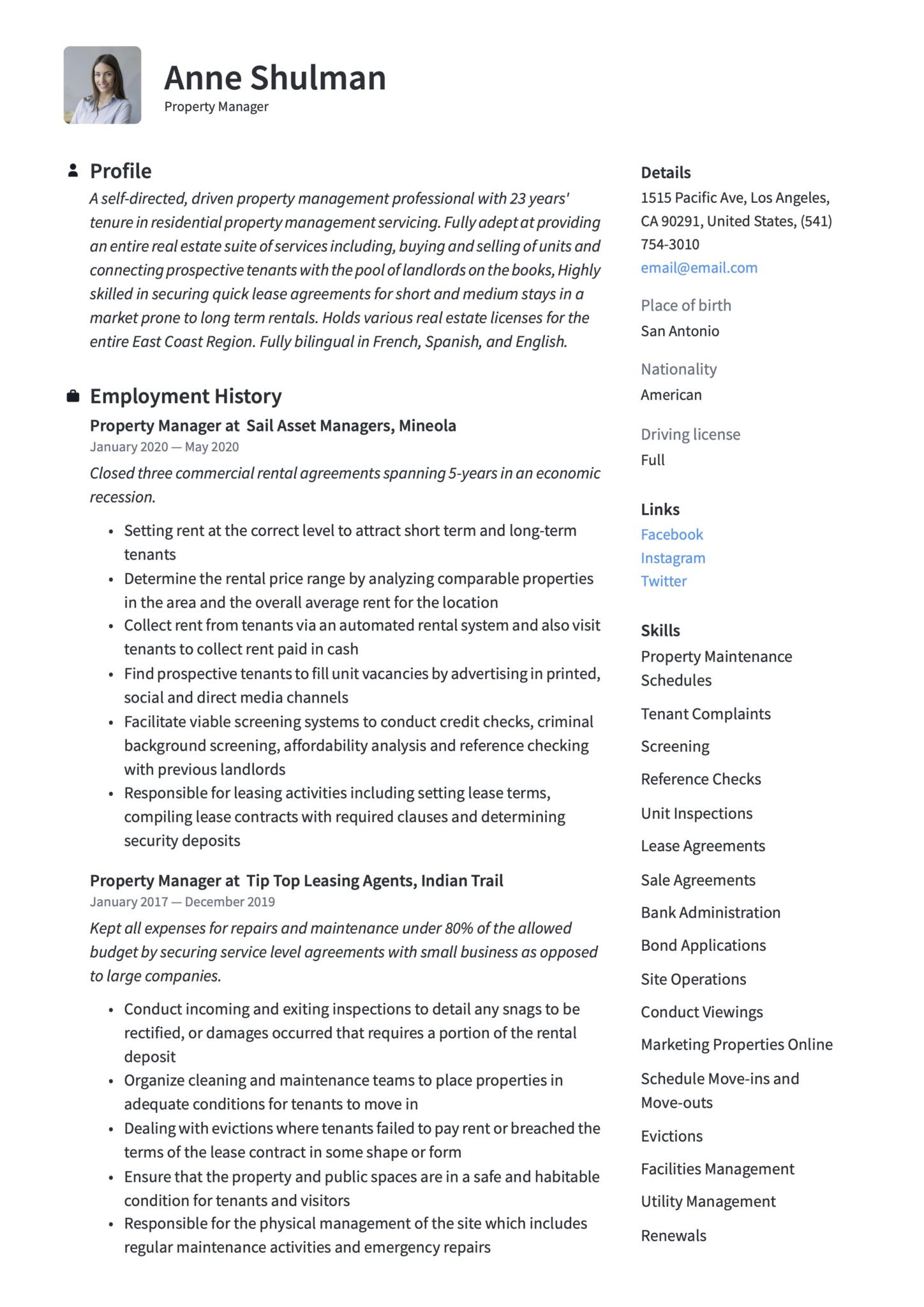 Sample Resume for Property Management Job Property Manager Resume & Writing Guide  18 Templates 2020