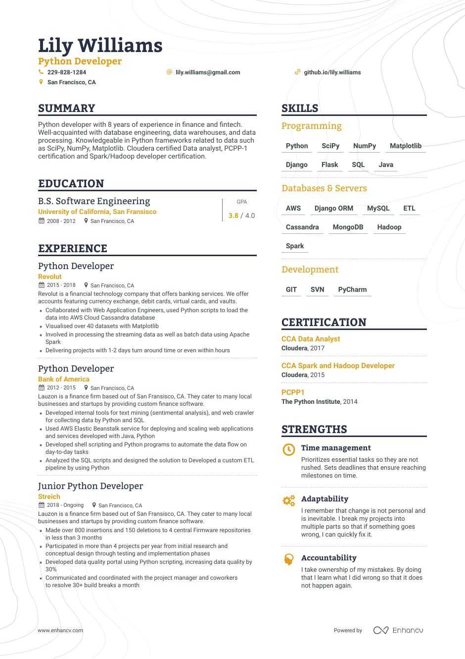 Sample Resume for Python Developer for 2 Years Experience Professional Python Developer Resume Examples & Guide for 2021