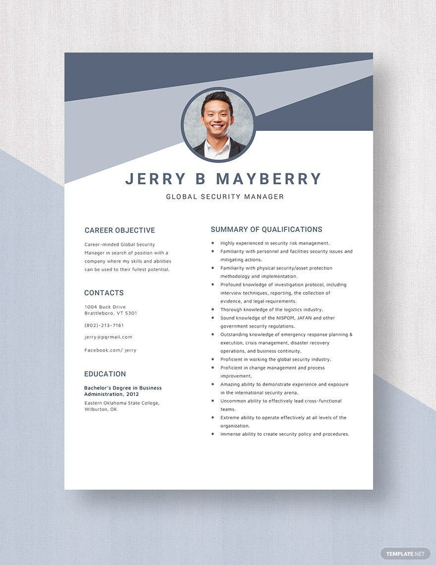 Sample Resume for Security Manager Position Security Manager Resume Templates – Design, Free, Download …