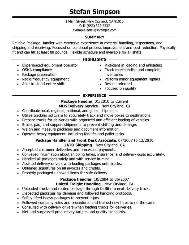 Sample Resume for Ups Package Handler Best Package Handler Resume Example From Professional Resume … Sample Resume for Ups Package Handler Best Package Handler Resume Example From Professional Resume …