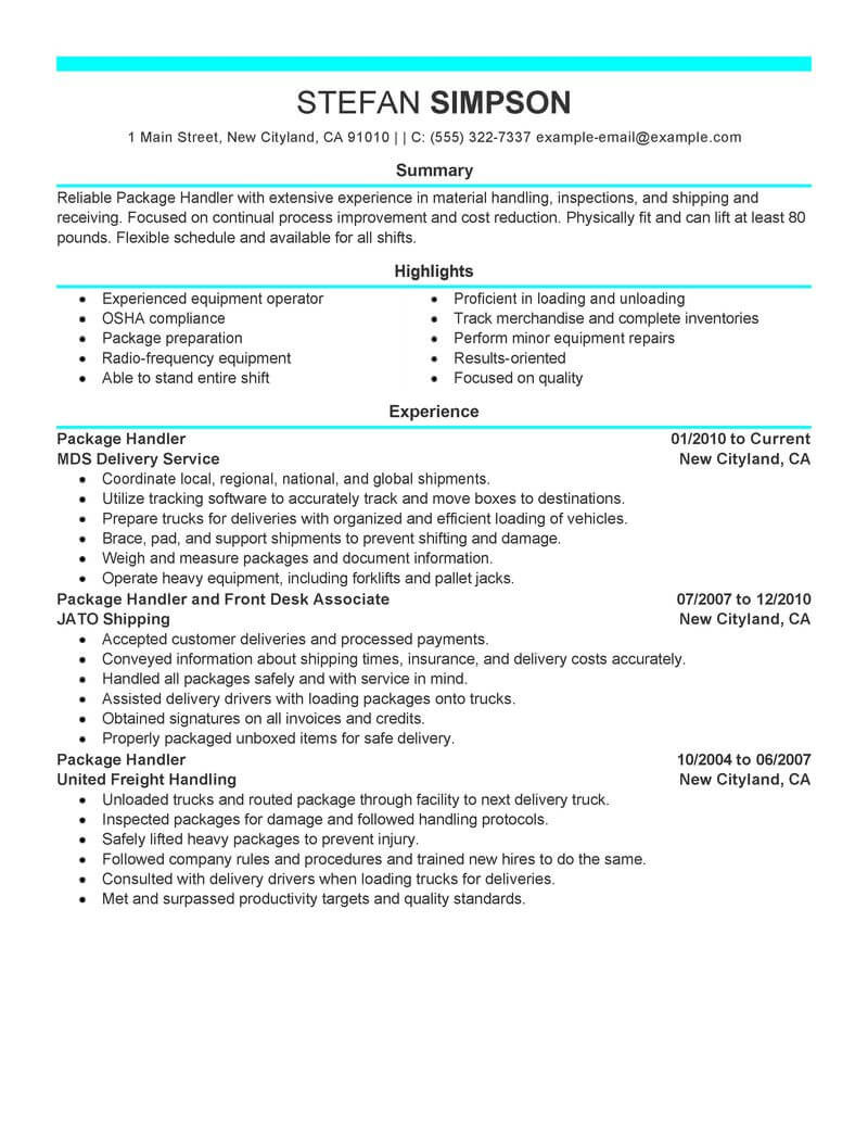 Sample Resume for Ups Package Handler Best Package Handler Resume Example From Professional Resume … Sample Resume for Ups Package Handler Best Package Handler Resume Example From Professional Resume …