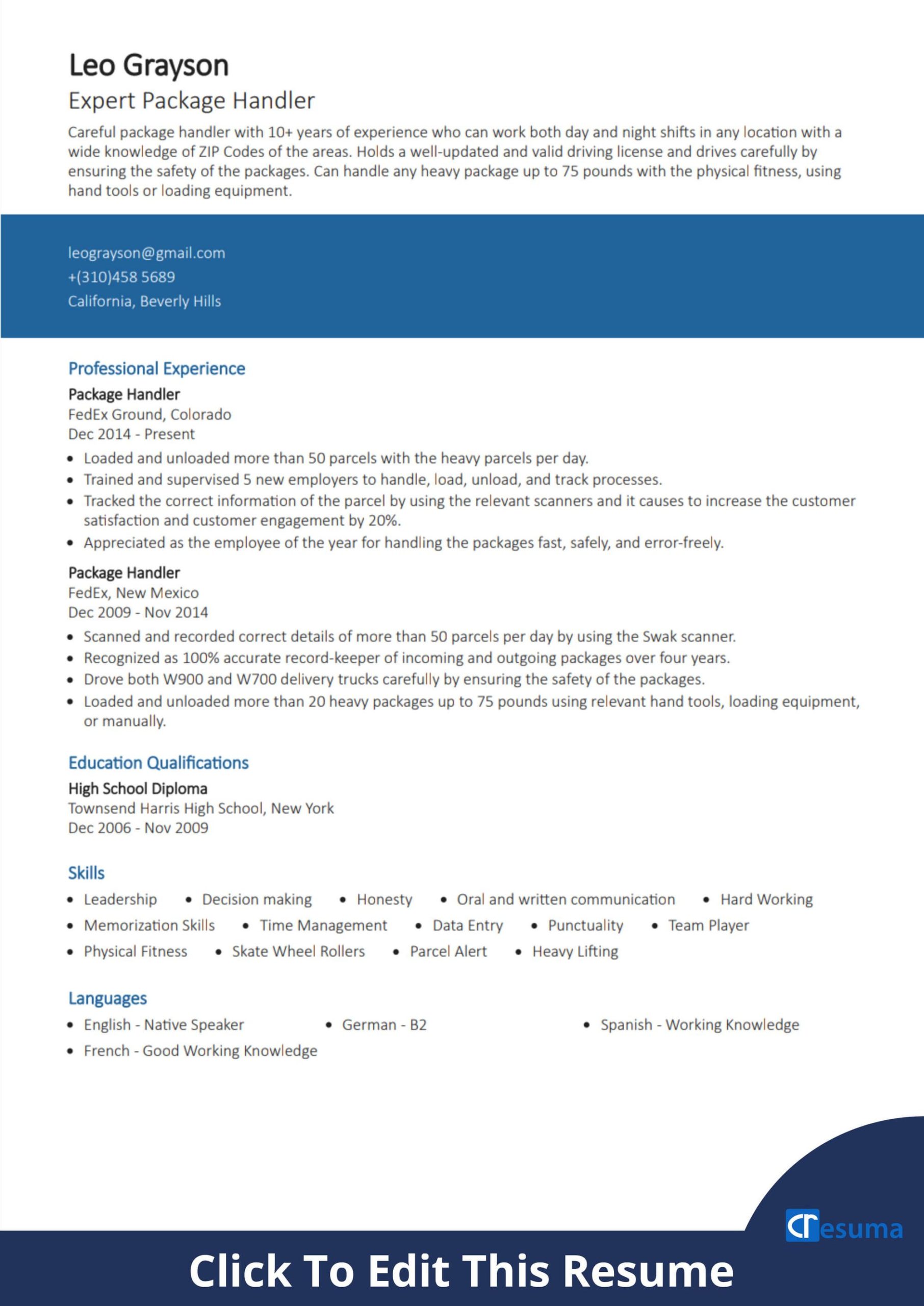 Sample Resume for Ups Package Handler Package Handler Resume Example with Tips & Hacks Cresuma Sample Resume for Ups Package Handler Package Handler Resume Example with Tips & Hacks Cresuma