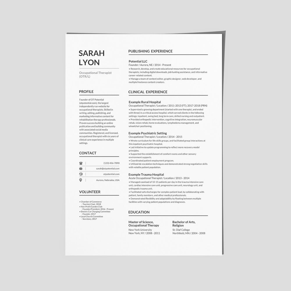 Sample Resume Graduate School Occupational therapy How to Make Your Ot Resume Stand Out â¢ Ot Potential