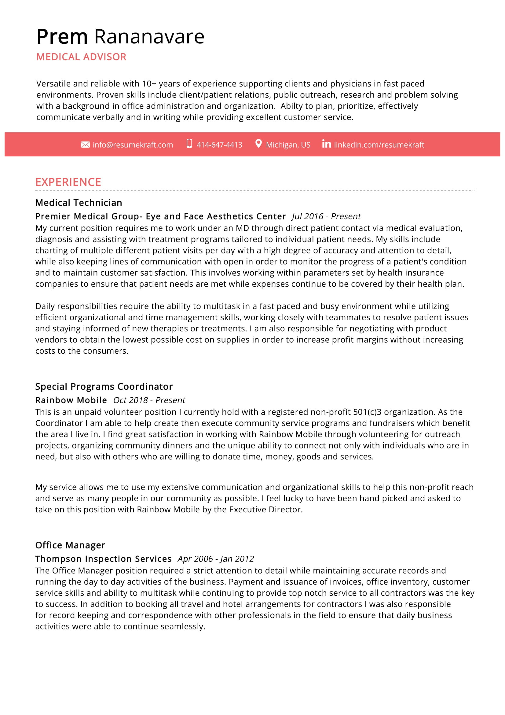 Sample Resume Healthcare Administrative Support with 10 Years Experience Medical Advisor Sample Resume 2022 Writing Tips – Resumekraft