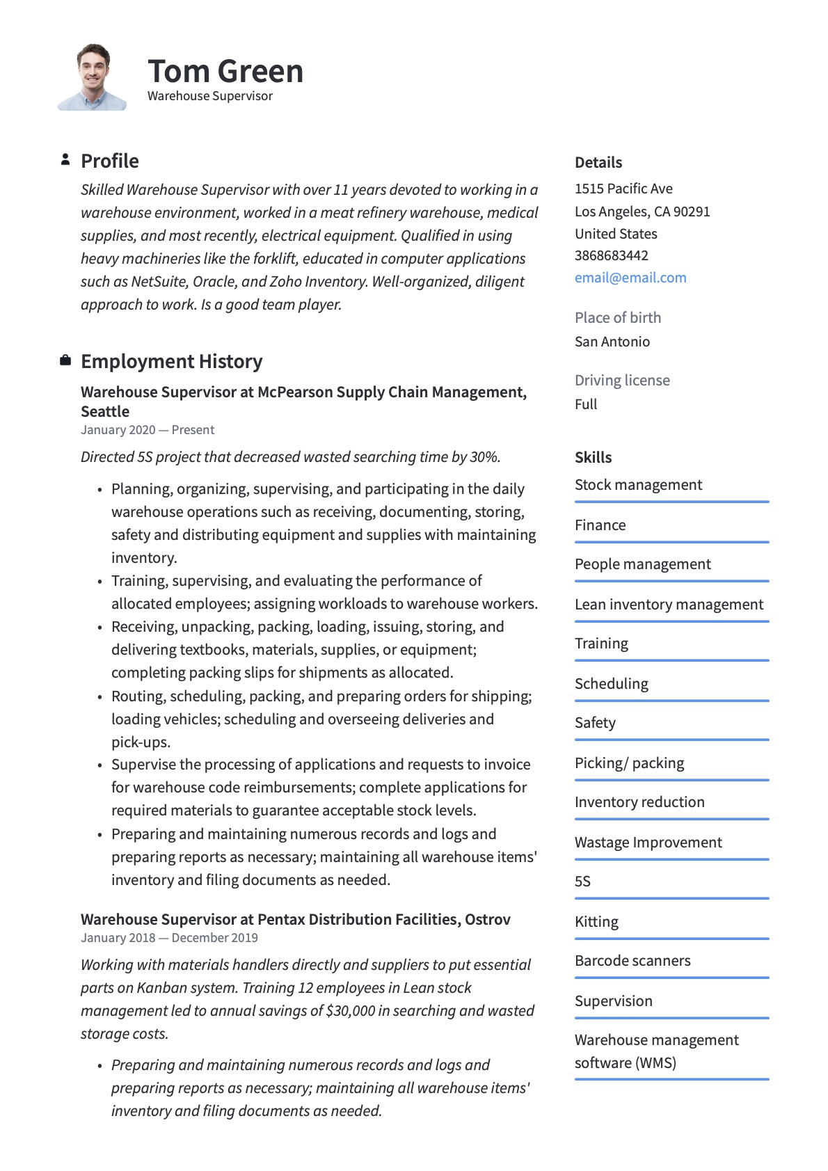 Sample Resume Objective Statements for Warehouse Warehouse Supervisor Resume & Writing Guide  20 Templates