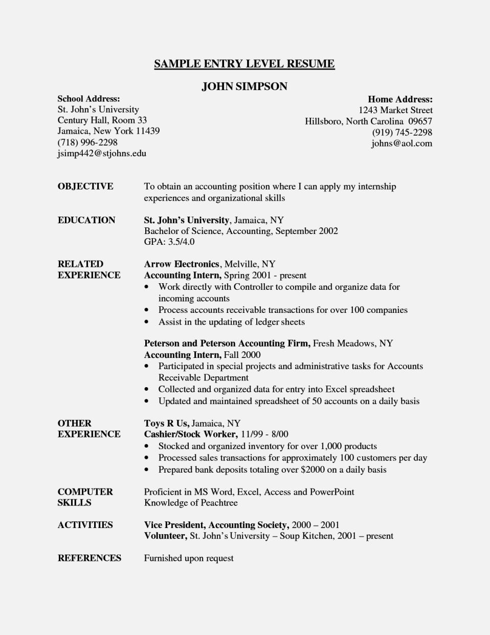 Sample Resume Objectives for Entry Level Http://information-gate.net/resume-letter/cv-format-for-entry …