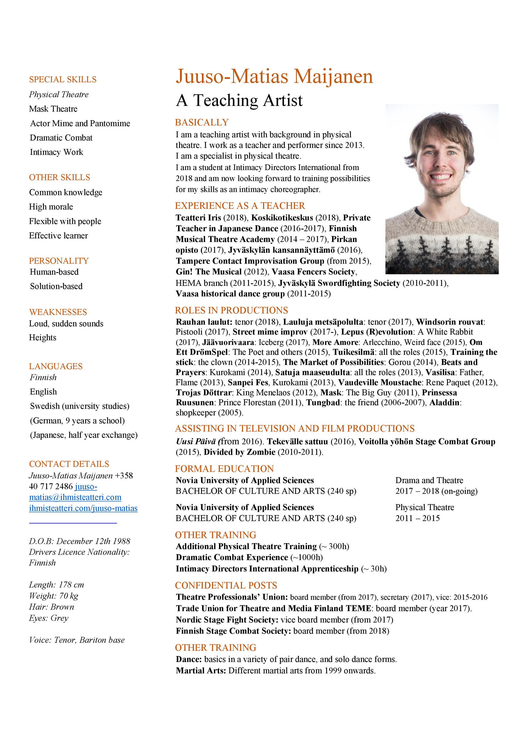 Sample Resume Right Out Of College theatre 50 Free Acting Resume Templates (word & Google Docs) á Templatelab