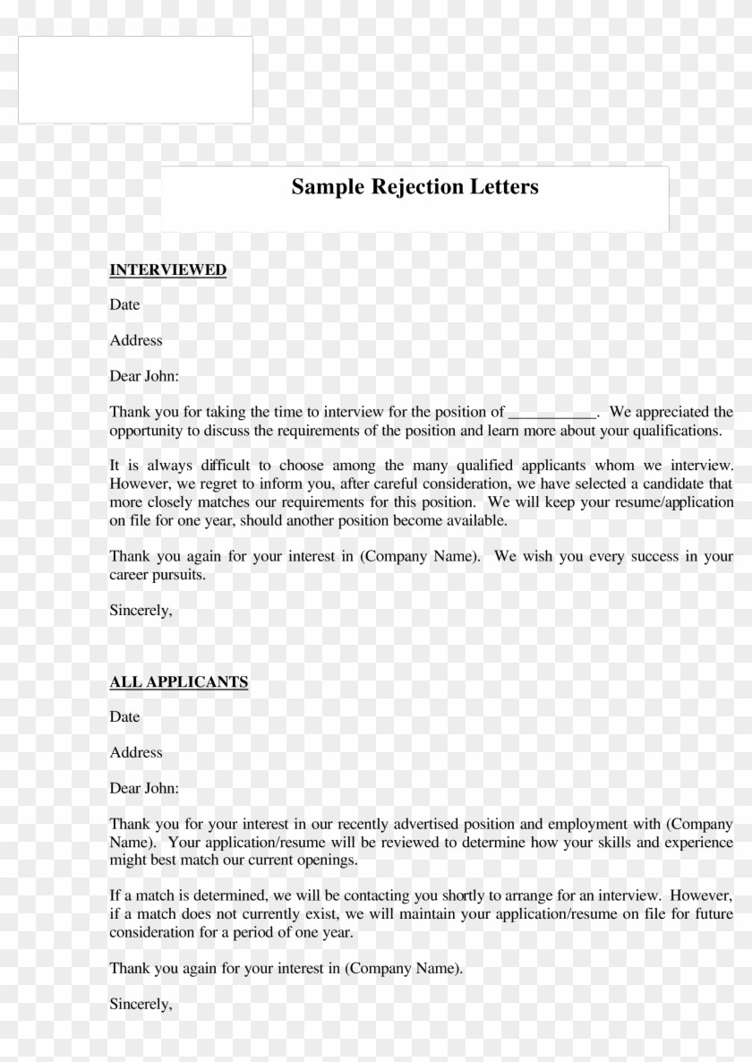 Samples Of Good Application Resume Rejection Letters Job Applicant Rejection Letter Sample Valid Free Job – Sample …