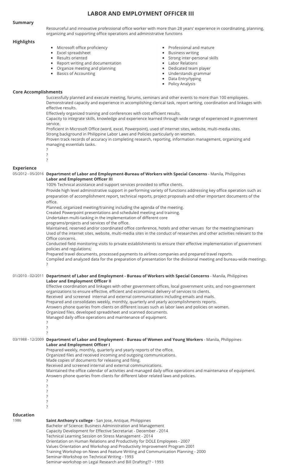Samples Of Good Resumes for Government Jobs Resume Samples for Government Job Application In the Philippines …