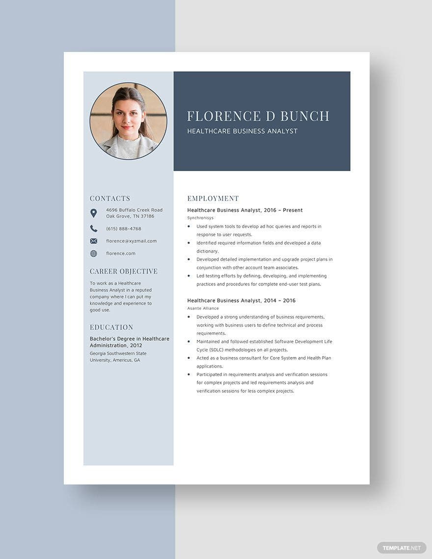 Samples Of Healthcare Business Analyst Resume Healthcare Business Analyst Resume Template – Word, Apple Pages …