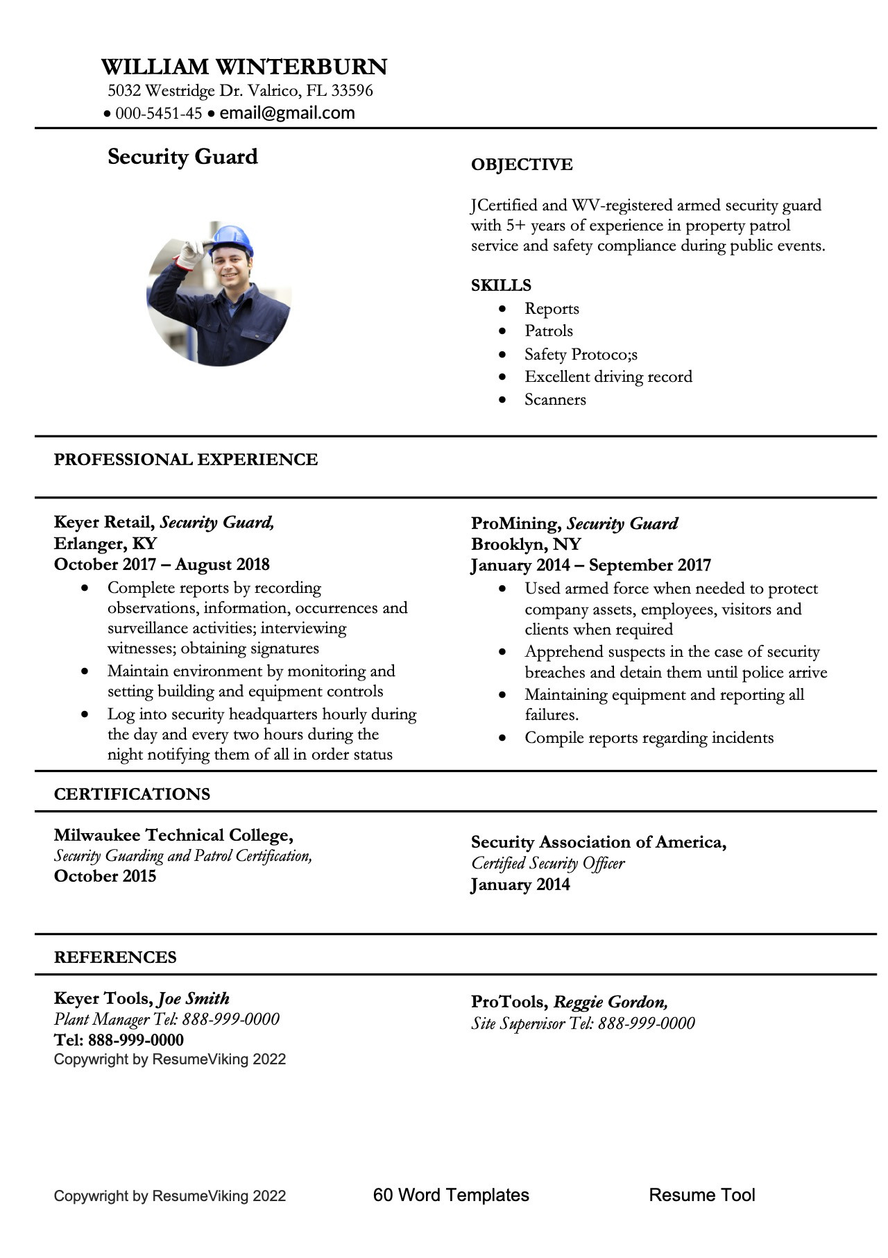 Security Guard Resume Sample without Experience Security Guard Resume & Writing Guide  20 Templates Pdf & Word