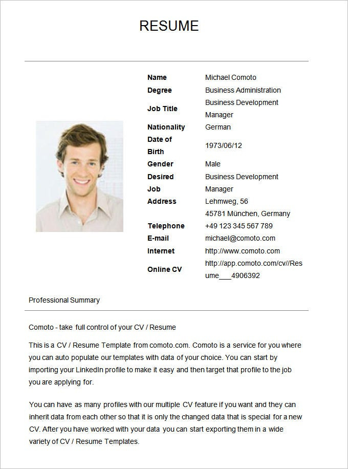Simple Sample Of Resume for Job Application Resume Sample for Job Application Download