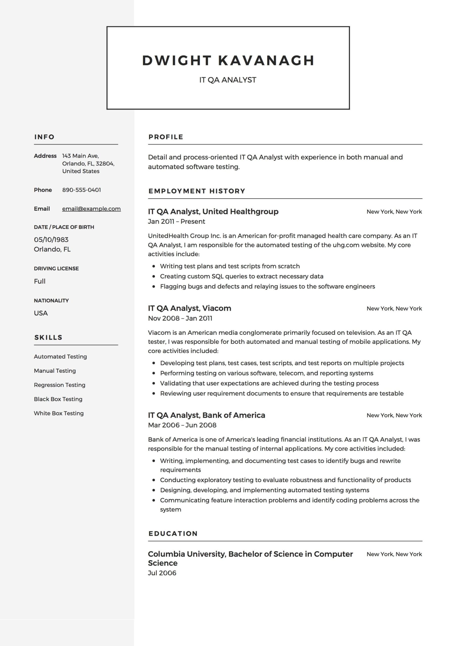 Software Quality assurance Analyst Resume Sample It Qa Analyst Resume & Guide 14 Templates Free